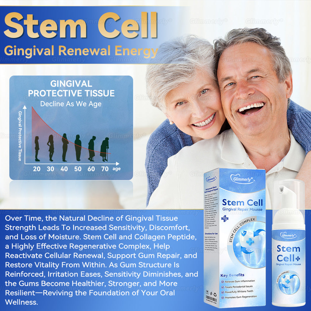 Glimmerly® Stem Cell Gingival Repair Mousse 🦷 Tooth Enamel Regeneration • Tartar Dissolver • Gum Strengthener • Deep-Clean Foaming Formula