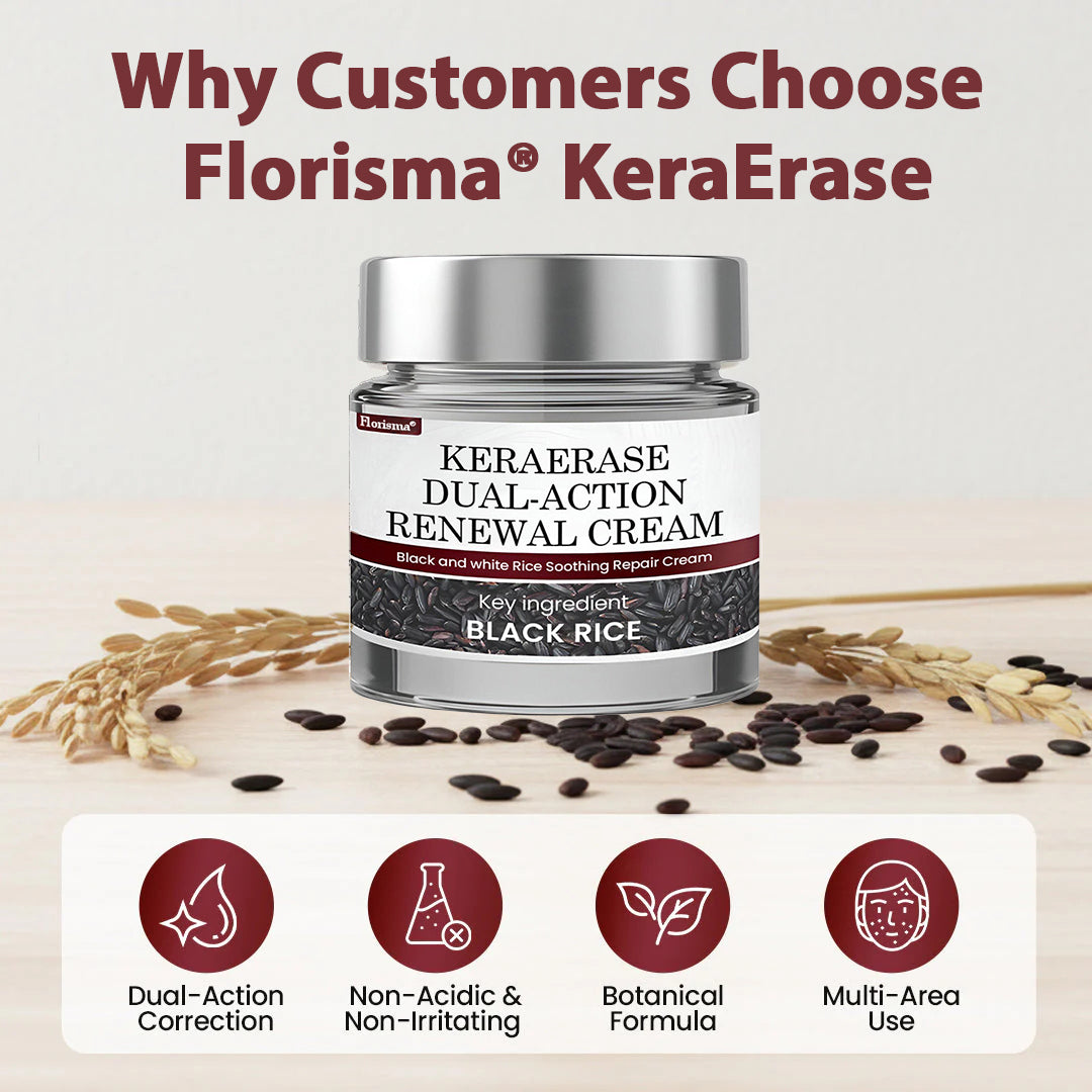 Florisma® KeraErase Dual-Action Renewal Cream 💎 Discover smooth, clear, and even-looking skin again with a gentle, botanical formula that targets and renews skin irregularities, skin tags, and keratin buildup without irritation👨‍🔬